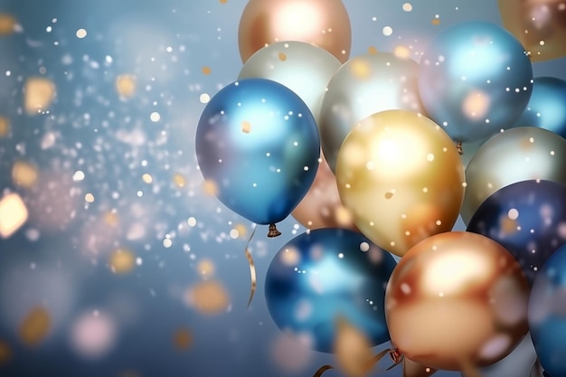 A bunch of balloons with the word happy birthday on the bottom