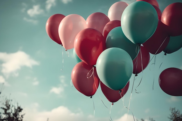 A bunch of balloons with the word love on them