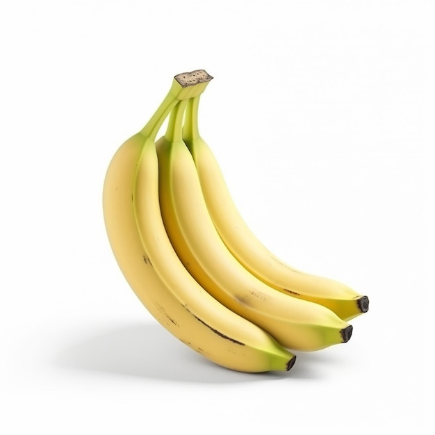 A bunch of bananas are sitting on a white background.