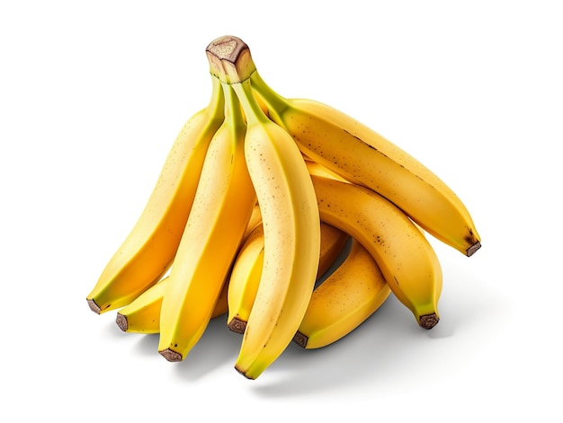 A bunch of bananas are on a white background