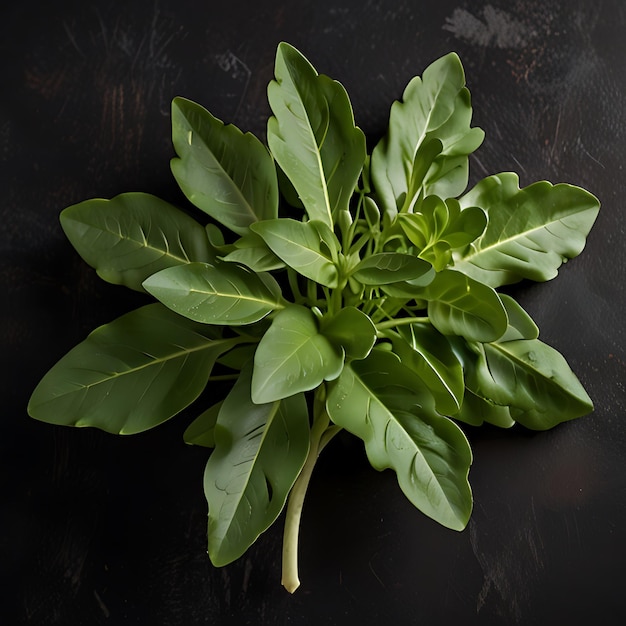 a bunch of basil leaves on a black background