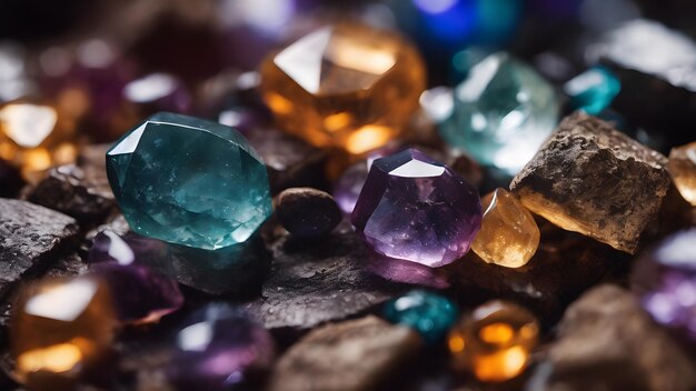 Photo a bunch of beautiful semiprecious stones precious and semiprecious stones