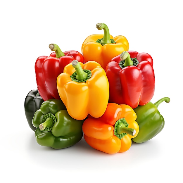 bunch of bell pepper on white background