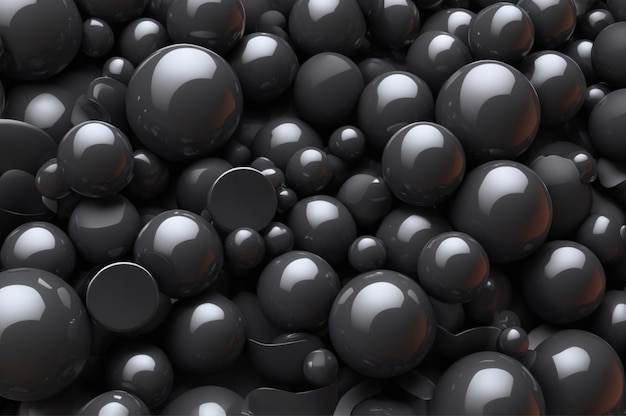 Photo a bunch of black and silver balls with one that says  black