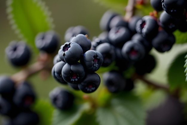 a bunch of blackberries that are on a branch