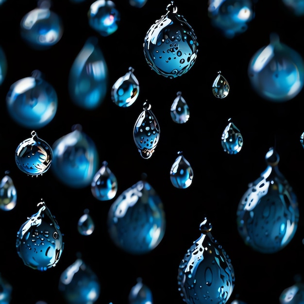 Photo a bunch of blue bubbles are shown with one being held up by a spider web