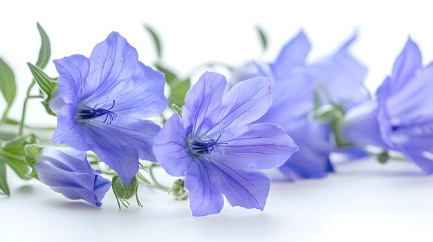 a bunch of blue flowers that are on a white surface