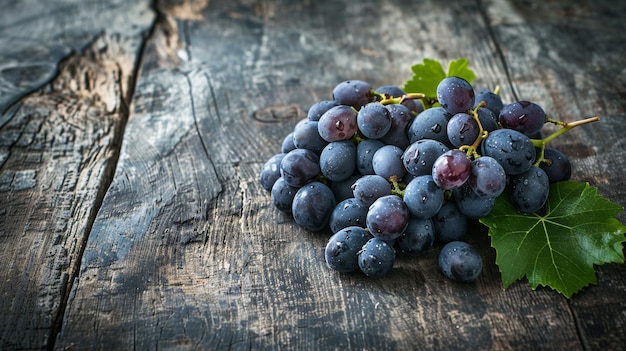 a bunch of blueberries with a green leaf on it