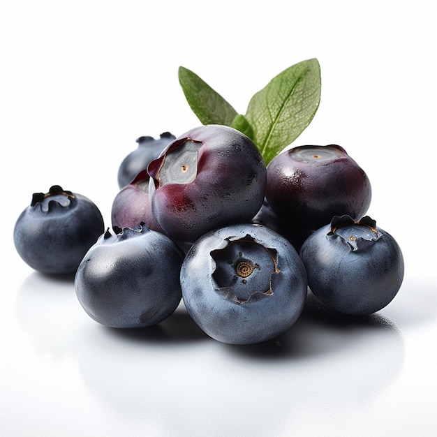 A bunch of blueberries with one of them missing the stem