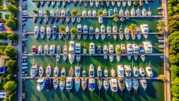 Photo a bunch of boats are lined up in a row with the number 7 on the top