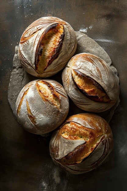 Photo a bunch of bread that is on a table