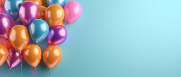 bunch of bright balloons and space for text against