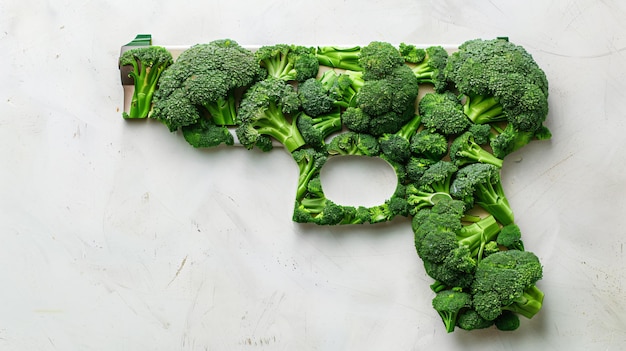 a bunch of broccoli with the letter h in the middle