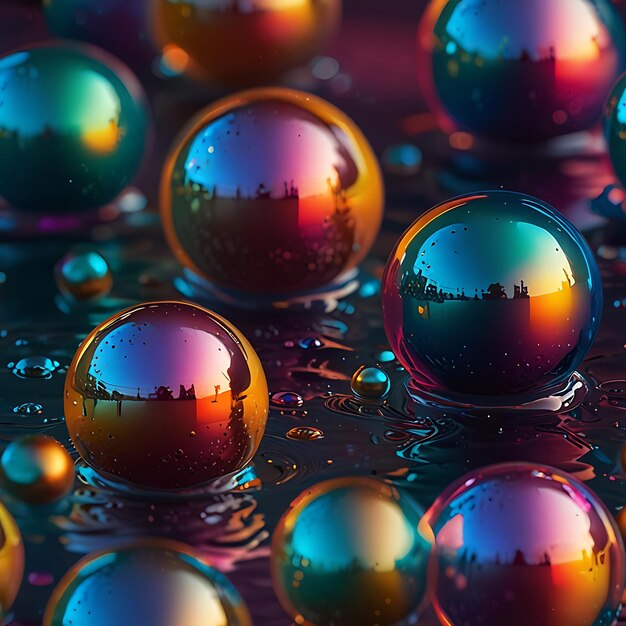 Photo a bunch of bubbles that are on a table