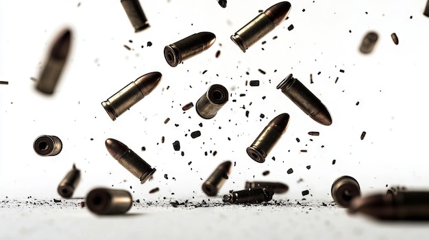 Photo a bunch of bullets falling from the sky