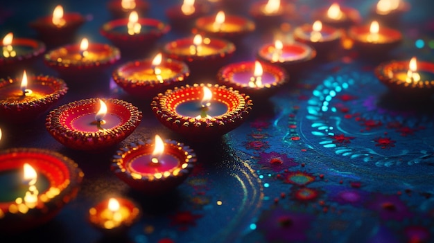 a bunch of candles that are on a table