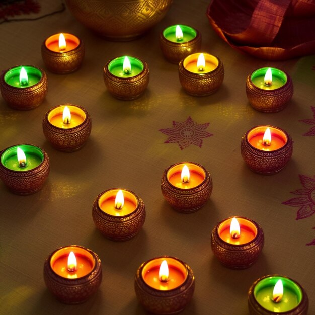 a bunch of candles that are on a table