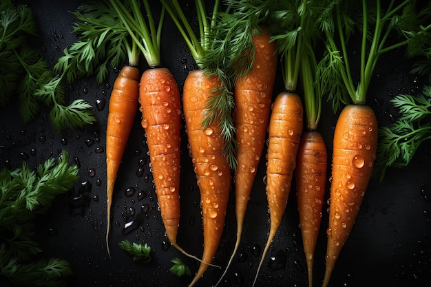 A bunch of carrots with a green leaf on top