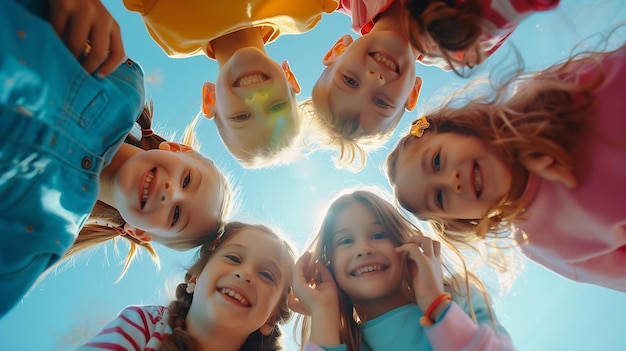 Bunch of cheerful joyful cute little children playing together and having fun Group Generative AI