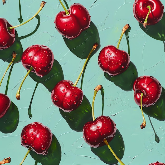 a bunch of cherries with the word cherry on them