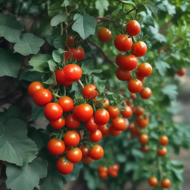 a bunch of cherry tomatoes growing on a vine