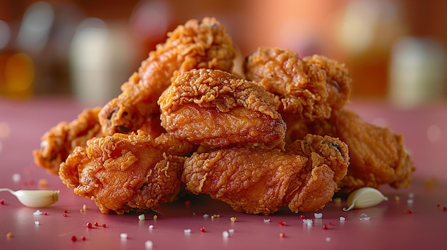 Photo a bunch of chicken wings are stacked on top of each other