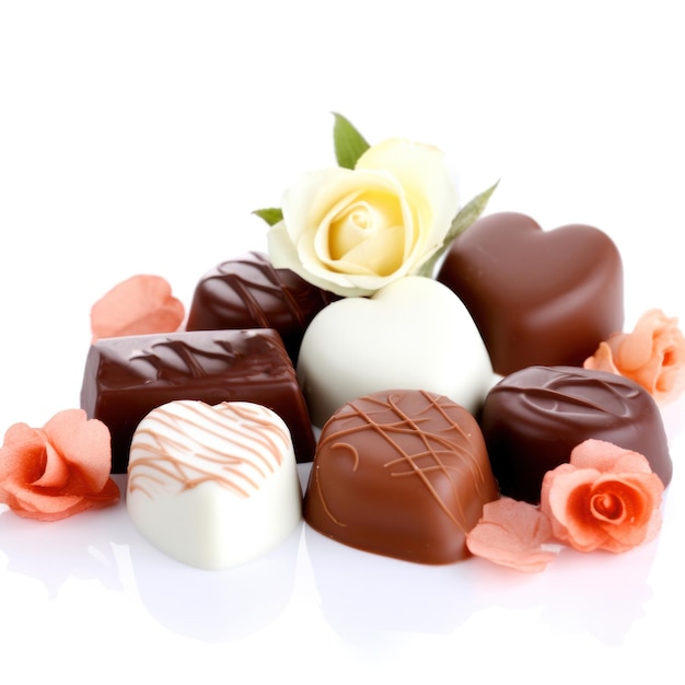 A bunch of chocolates with a rose on the top