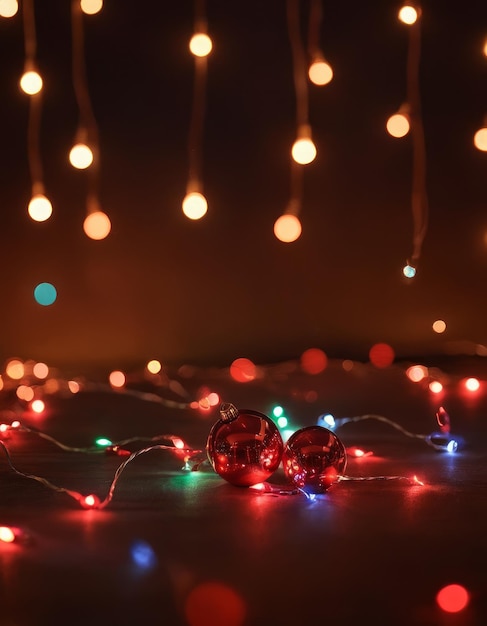 Photo a bunch of christmas lights are on a table