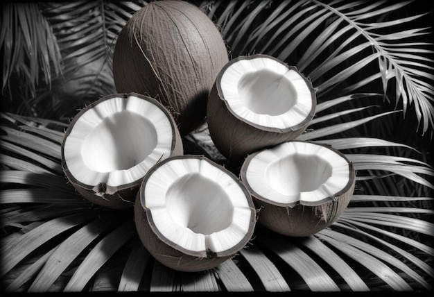 Photo a bunch of coconuts are shown with a black background