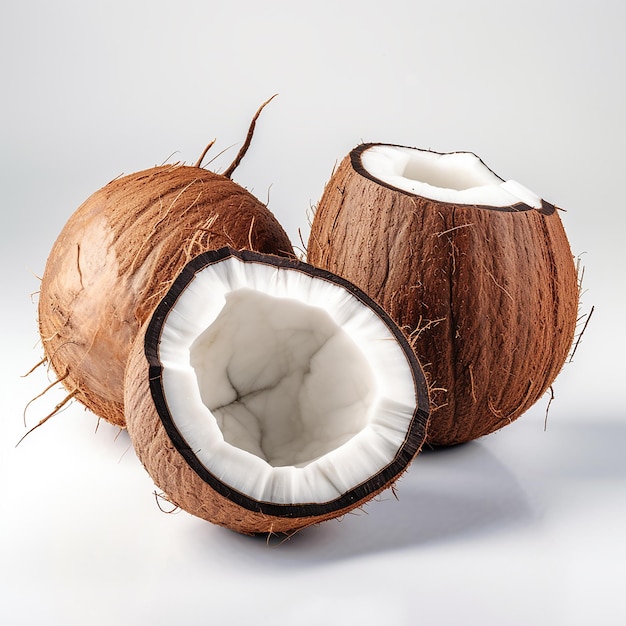 a bunch of coconuts with one that has a hole in the middle