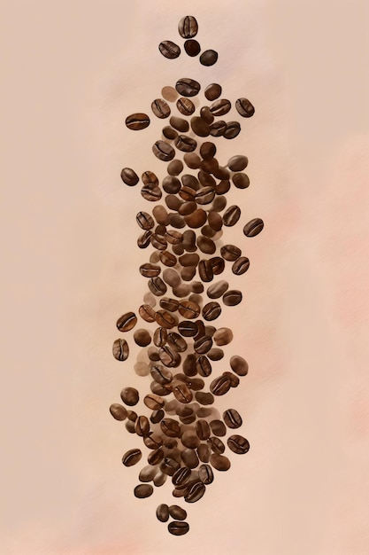 A Bunch Of Coffee Beans Floating In The Air