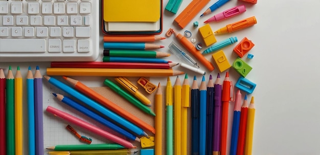 a bunch of colored pencils are on a table