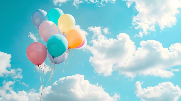 A bunch of colorful balloons floating in the sky