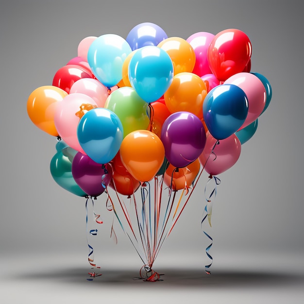 a bunch of colorful balloons with a gray background and a gray background