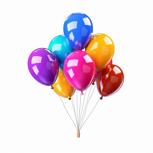 Photo a bunch of colorful balloons with a white background with a rainbow colored one