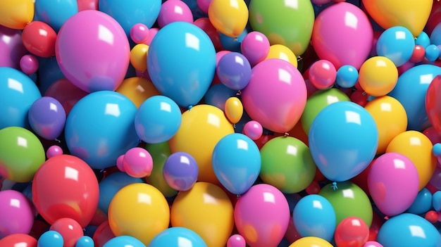 Photo a bunch of colorful balls with one being held up by a man