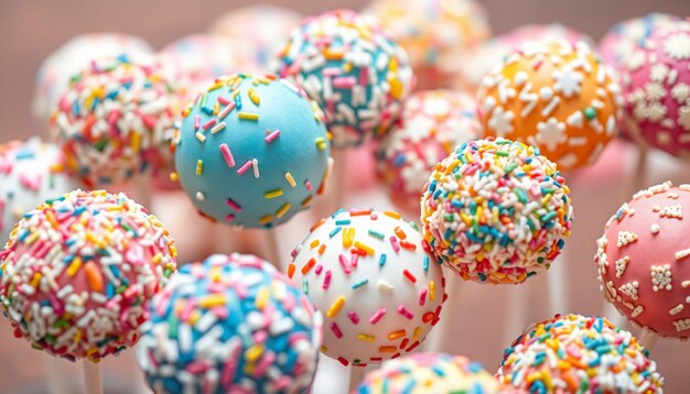 Photo a bunch of colorful candy coated chocolates with sprinkles