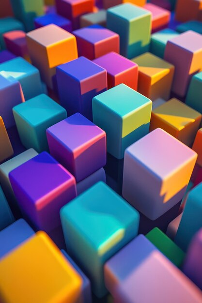 a bunch of colorful cubes with one that says  colorful