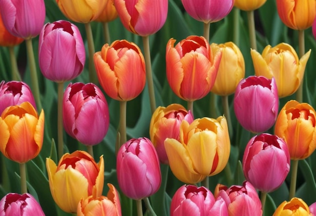 Photo a bunch of colorful flowers that are in a garden