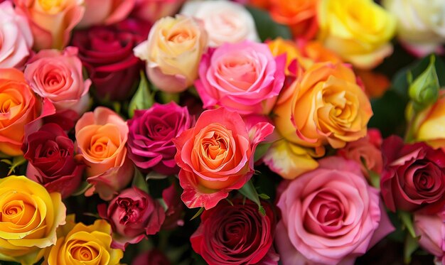 Photo a bunch of colorful flowers with the words  rainbow  on the bottom