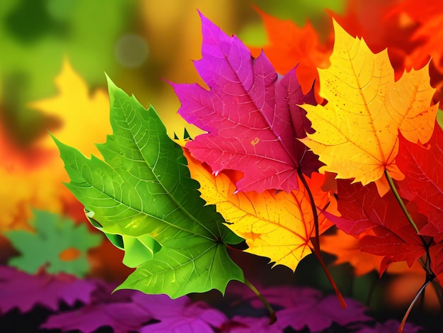 A bunch of colorful leaves