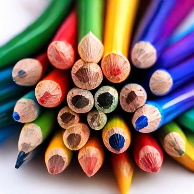 Photo a bunch of colorful pencils are arranged in a circle