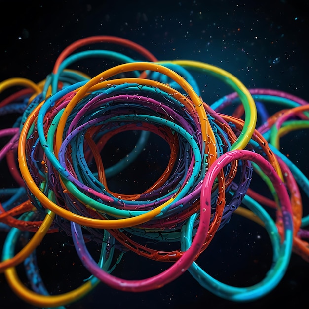 a bunch of colorful rings are arranged in a circle