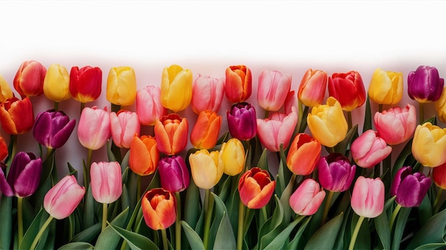 a bunch of colorful tulips are in a bunch