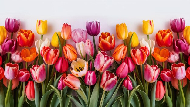 a bunch of colorful tulips with the word tulips on them