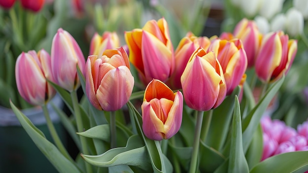 a bunch of colorful tulips with the word tulips on them