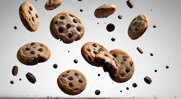 Photo a bunch of cookies with chocolate chips and one has a face on it