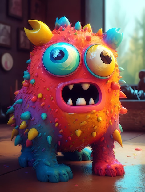 A bunch of cute monsters colorfull 3d rendering generated ai