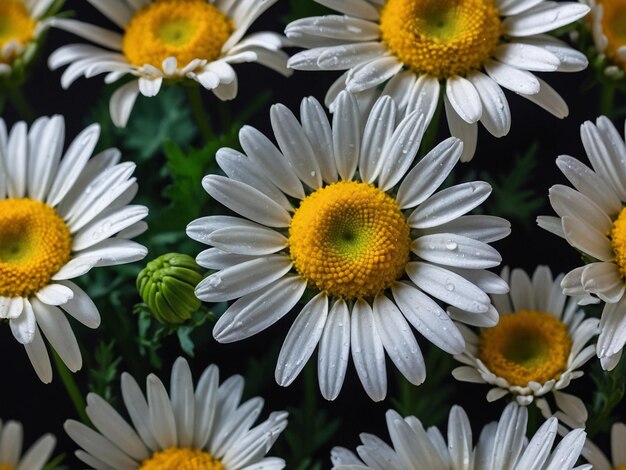 Photo a bunch of daisies are shown with a green center