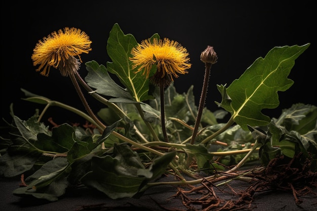 A bunch of dandelions with the word dandelion on it